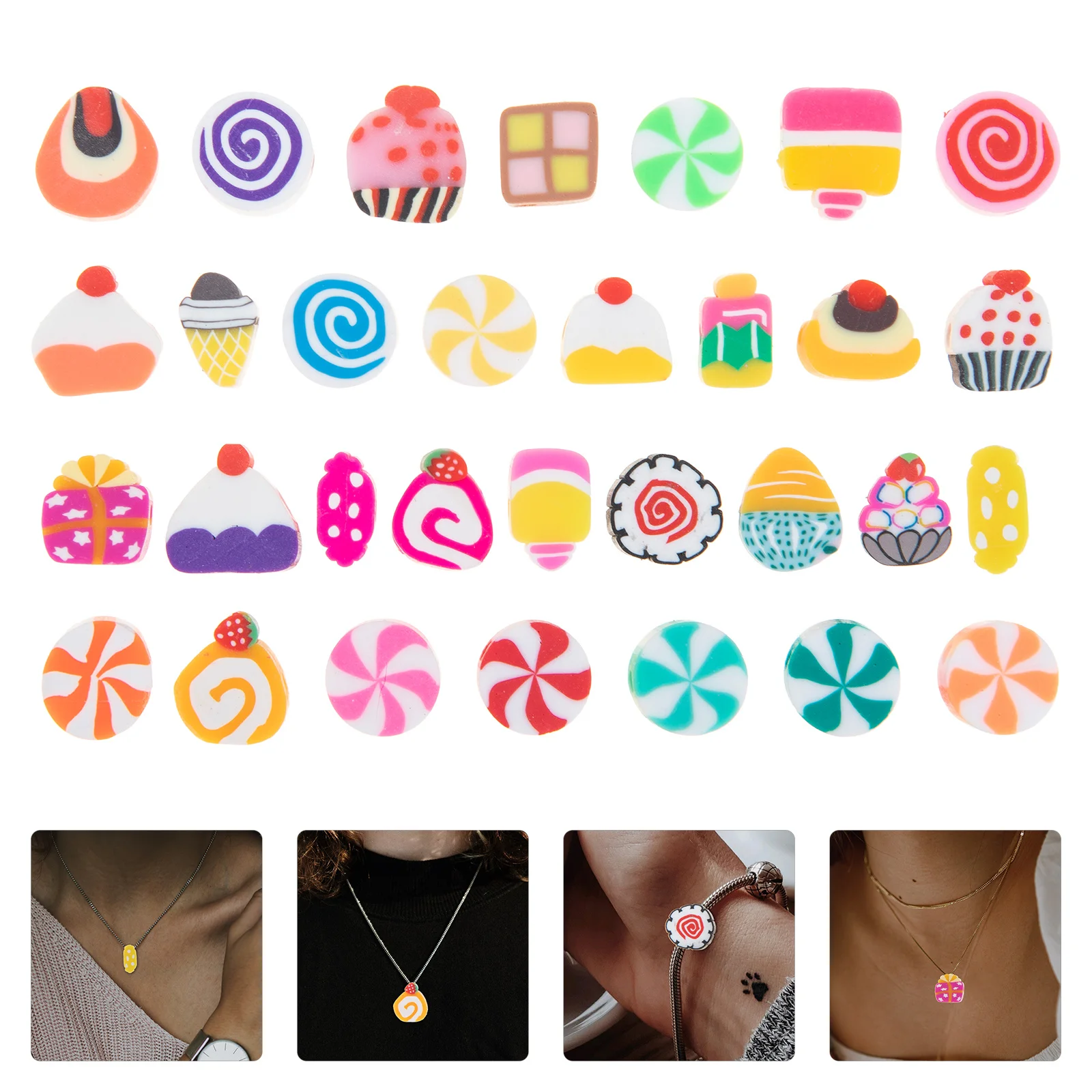 

200Pcs Polymer Clay Beads Fruit Charms Handmade Candy DIY Jewelry Making Supplies Craft Accessories Fruit Beads