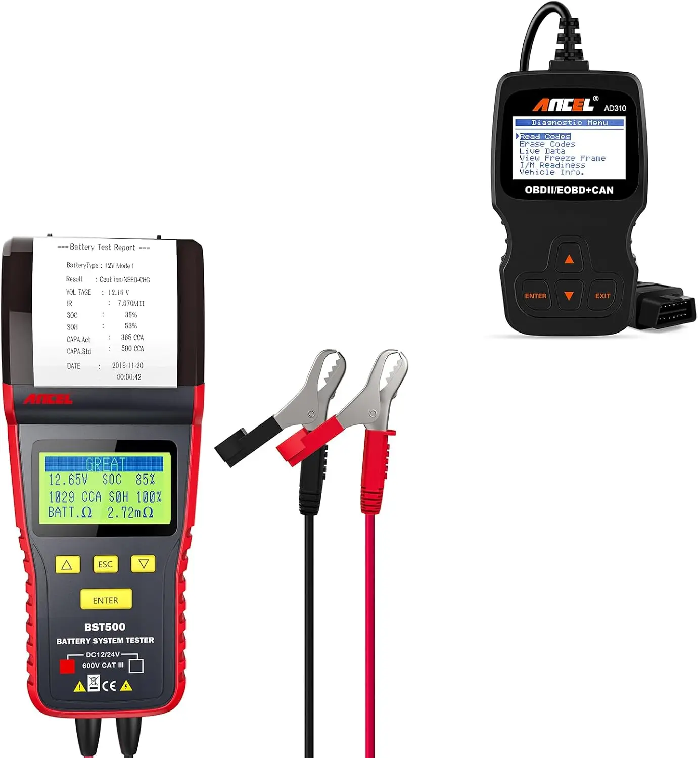 

Универсальный тестер автомобильного аккумулятора BST500 с поддержкой принтера, диагностический сканер OBD II для ремонта автомобилей