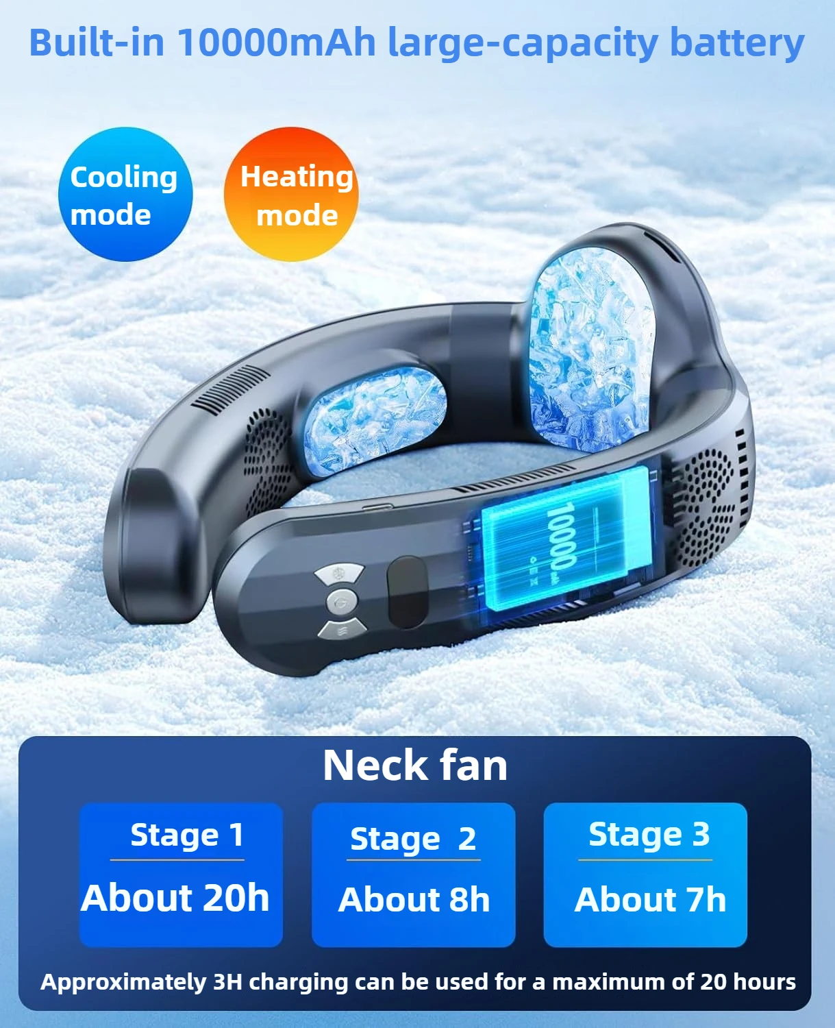 2026 Neuer Verbesserter Halbleiter-Kühlhalsventilator mit Intelligenter Digitalanzeige, Kalt- und Heißfunktion, Blattloser Ventilator