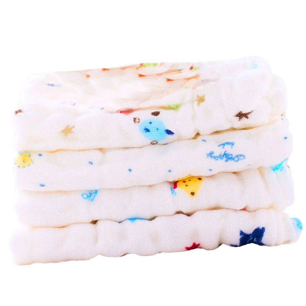 4Pcs Gauze Feeding Towel Set Pure Cotton Baby Nursing Towel Eco Friendly Quick Dry Adorable Patterns Portable on The Go Feeding
