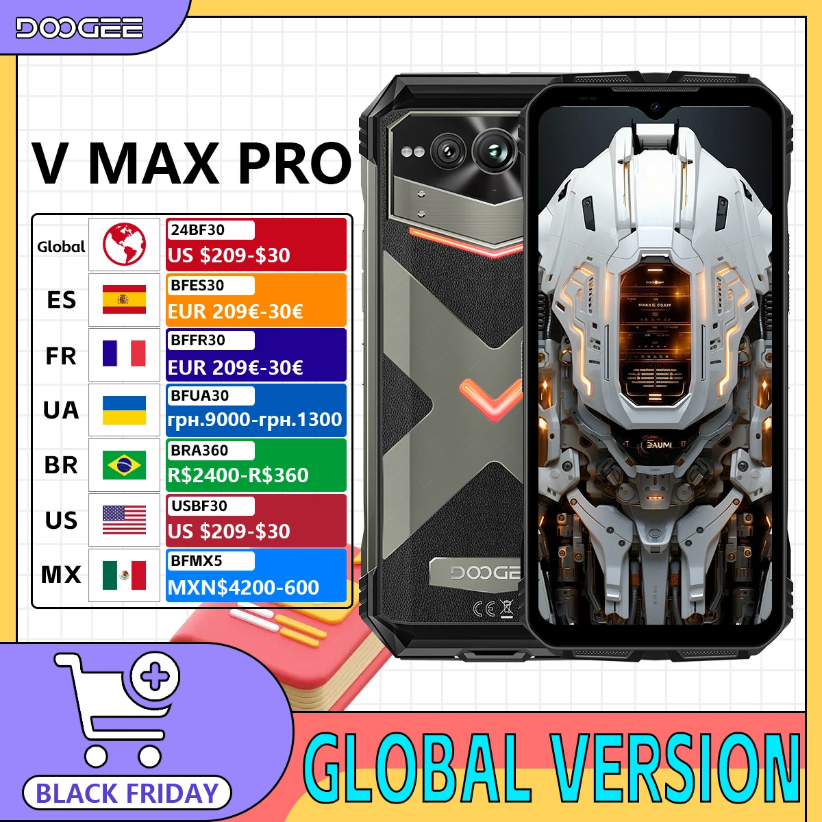 DOOGEE V Max Pro 5G Rugged Smartphone 12GB+512GB 100MP AI Camera 22000mAh 33W 6.58