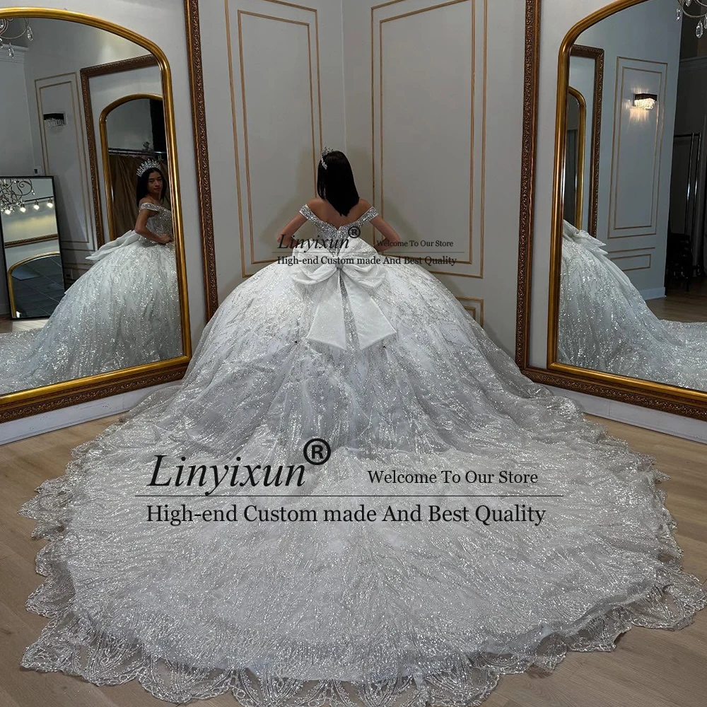 Elegant Applique Quinceanera Dresses 2025 Off Shoulder Ball Gown Bow Birthday Party Customized vestidos de 15 rosa Woman Dress