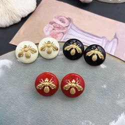 Enamel Bee Earrings Oil Painting Stud Jewelry Round Alloy Brincos Femme Pendientes