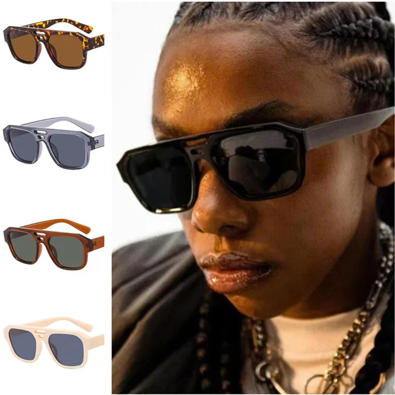 Fashion Sunglasses Unisex Personality Beam Sun Glasses Anti-UV Spectacles Retro Eyeglasses Oversize Frame Sunscreen