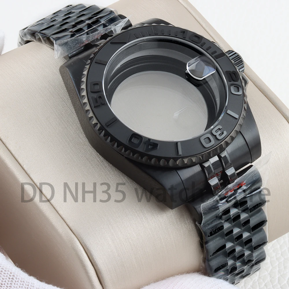 Diver Black Pvd 40mm NH35 Watch Case Sapphire Glass for Yacht-Master Submariner NH34 NH35 NH36 NH38 Movement 28.5mm Dial