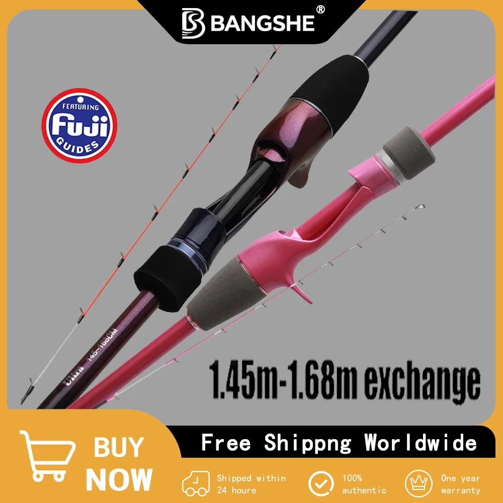 Portable 3+1 Piece Fishing Rod, 145/168cm Titanium Tip, Fuji Guides, Great for All Cuttlefish and Squid Casting