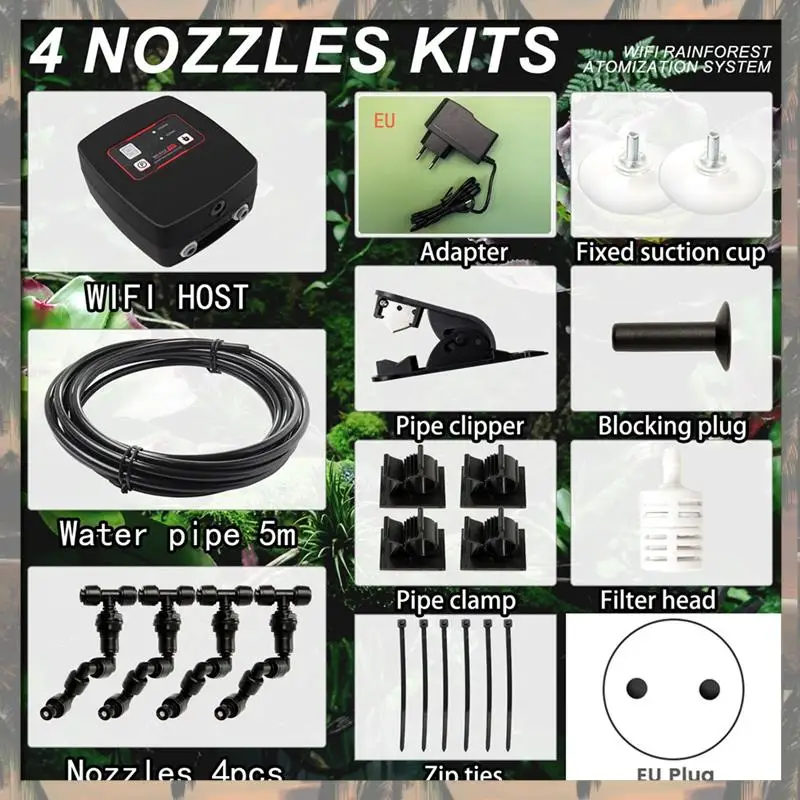 A70U New Tuya Wifi Plant Watering System Intelligent Spray Humidification System Humidification System With 4 Spary Heads EU Plu