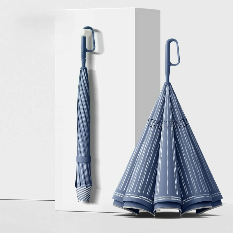 

Double-layer Automatic Ring Buckle Car Reverse Umbrella Weather and Rain Dual-purpose Long Handle Large Wind and Rain Resistance