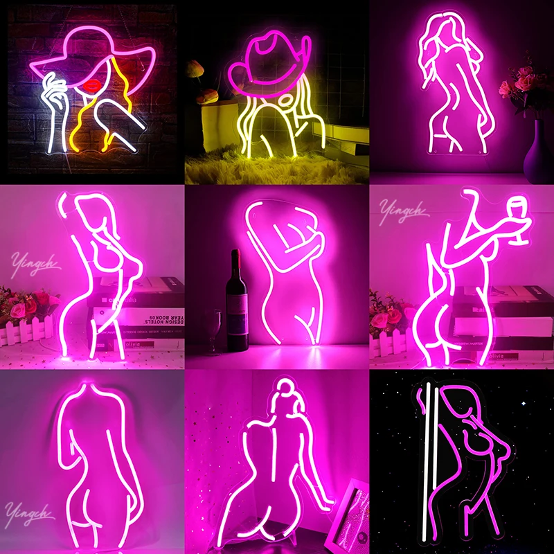 Beauty Girl Figure Neon Sign LED Neon Personnalisabl Ladies Decor Lamp USB plug Room Wall Party Festival Birthady Can Custom