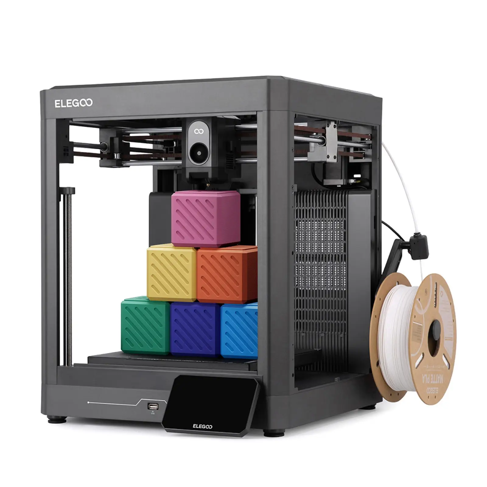 ELEGOO Centauri 2 – drukarka 3D FDM z podwójnym mechanizmem wytłaczania (1 wentylator), 121-punktowe, szybkie, w pełni automatyczne poziomowanie, objętość robocza 256x256x256 mm.