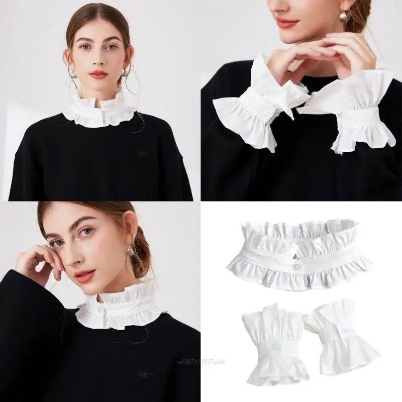 x5xa-french-styles-ruffle-lapel-collar-decorative-sleeve-set-for-everyday-elegances