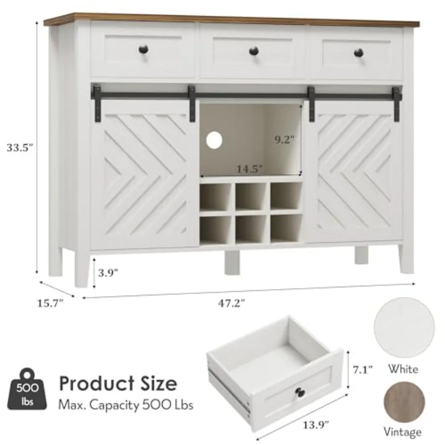 47.2'' Farmhouse Buffet Cabinet with Sliding Barn Door