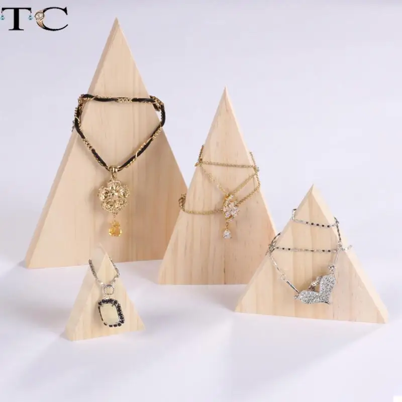 Solid Wood Triangle Necklace Display Stand Sunglasses Storage Rack 4-Piece Window Glasses Decoration Rack