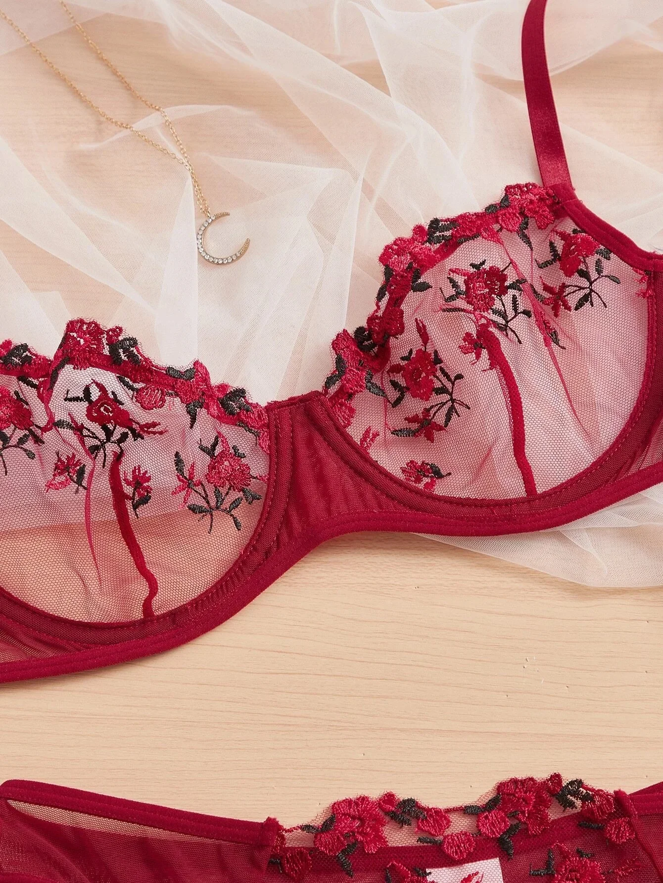 New Transparent Lace Bra Women Sheer Temptation Exotic Sexy Lingerie Set Ladies Embroidery Floral Bras Underwear Sets Push Up