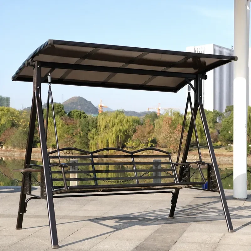 Outdoor Cast Aluminum Swing Rocking Chair Double Hammock for Courtyard Hotel Home Balcony Solar Powered Alloy Seating