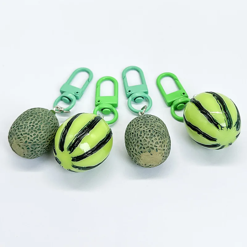 New Hami Melon Watermelon Keychain Creative Fashionable Simulation Fruit Toy Model Keyring Car Phone Bag Pendant Gift Ornaments