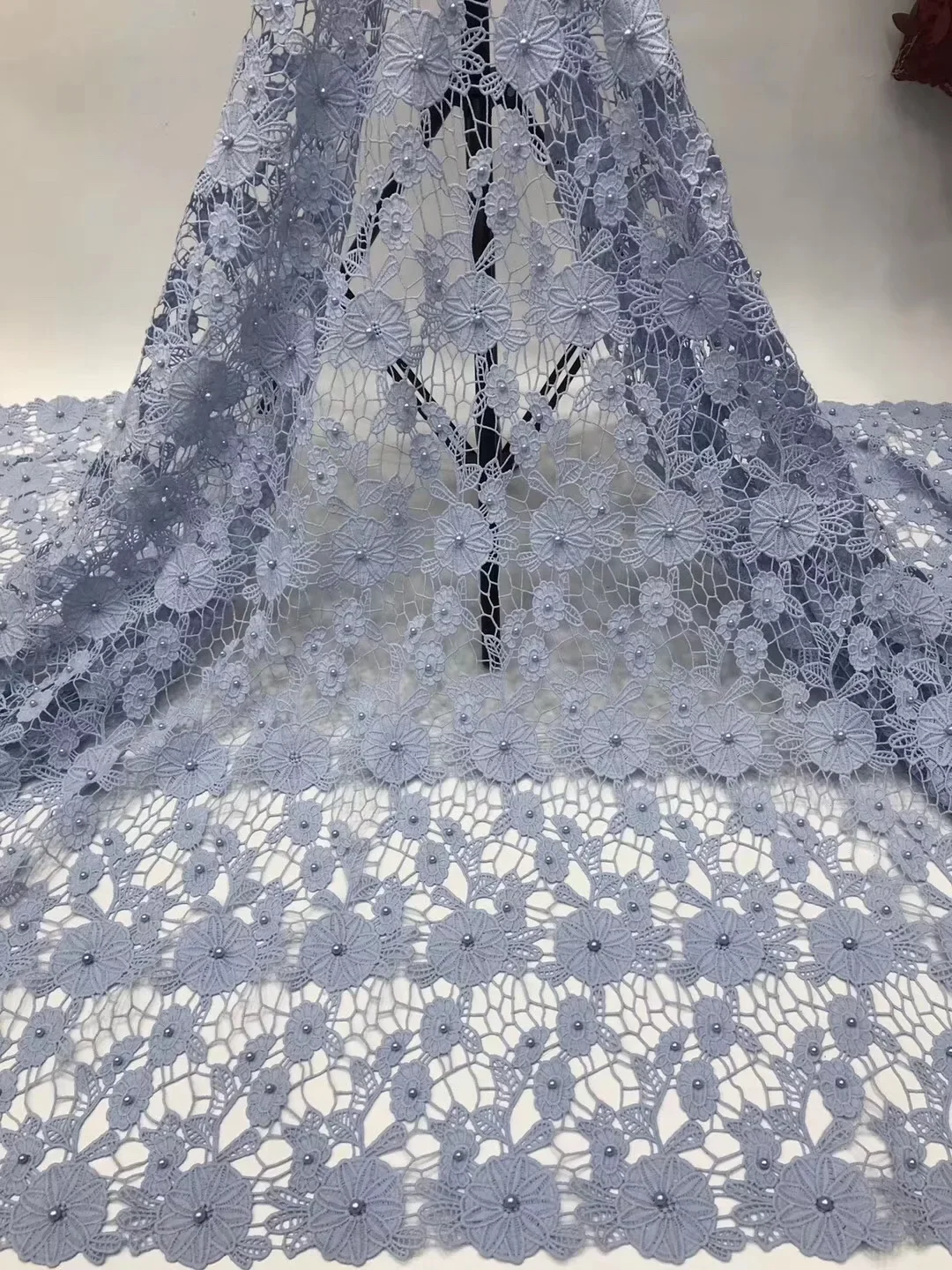 Rood Geborduurd Kant Stof In Stof 5 ярдов Fluwelen Kant Stof Voor Avond Nieuwste Hoge Kwaliteit Lace-Stof
