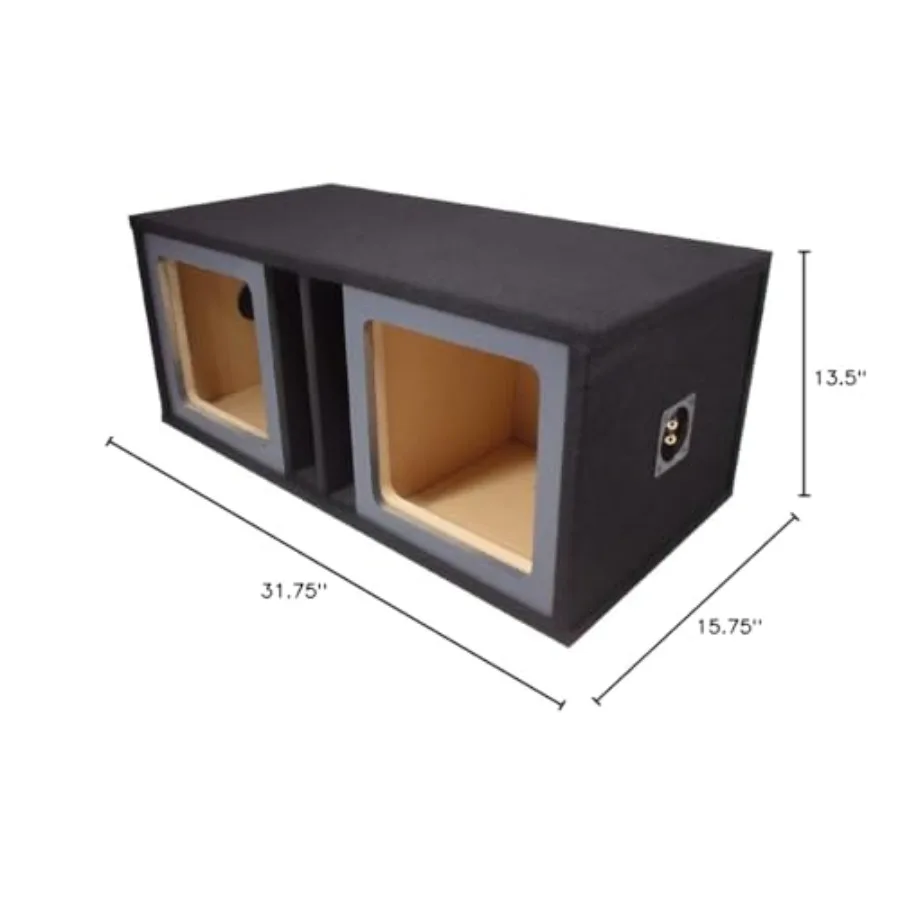 Car Audio Dual 10 Vented Square Paintable Sub Box for Kicker L7 Subwoofer: MDF enclosure, black finish, high-rigidity design view 6
