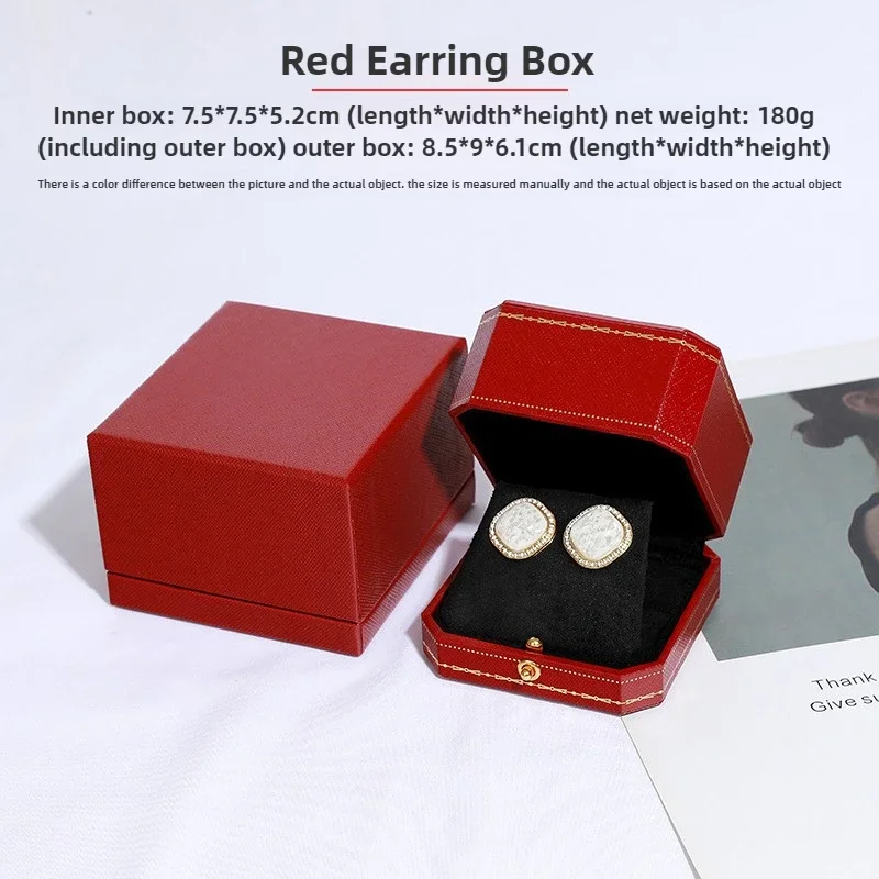 Top Luxury Fashion Travel Red Watch Bag Necklace Stud Earrings Ring Pendant Bracelet Storage Jewelry Gift Collection Box No Logo