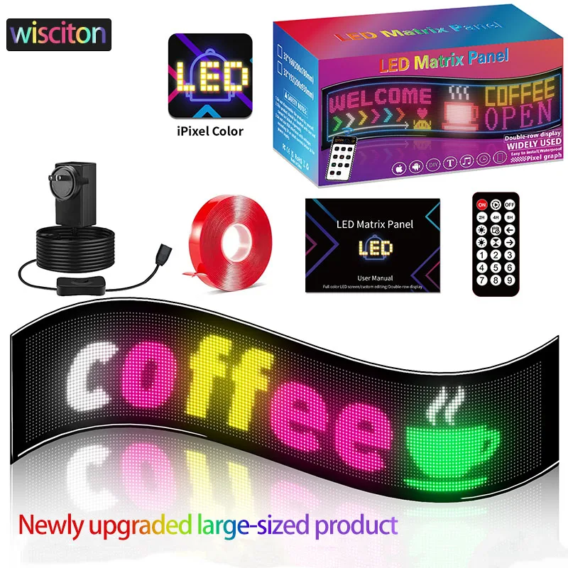 Modulo LED Pannello Pixel Display Schermo Flessibile RGB Modello per auto Graffiti Scorrimento Testo Animazione Negozio Promemoria Luce Bluetooth