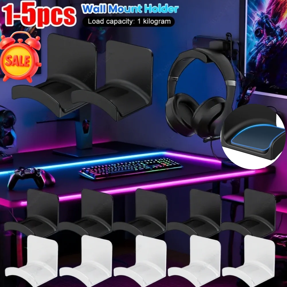 1-5PCS Universal Kopfhörer Ständer Adhensive Kunststoff Wand Halterung Aufhänger Unter Schreibtisch Headset Rack Halter Unterstützung für Gaming kopfhörer