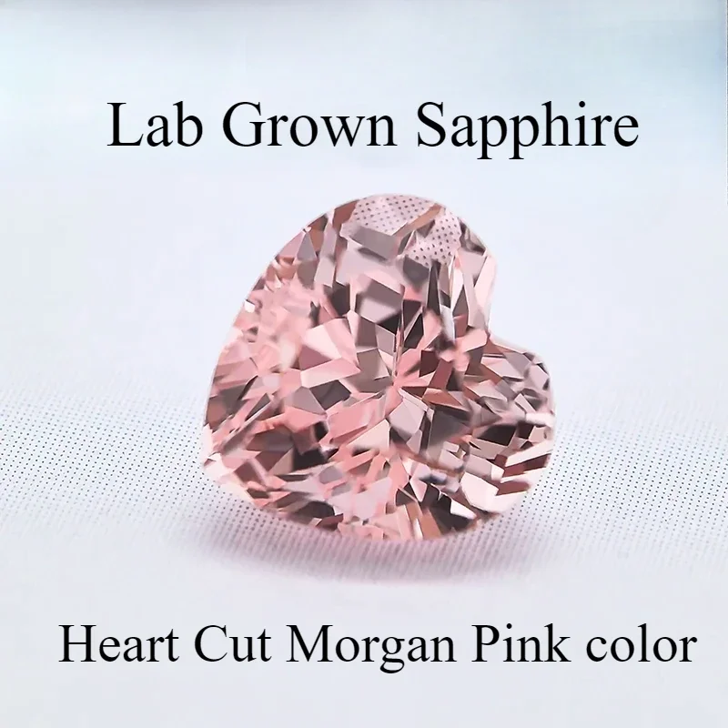 Lab Grown Sapphire Heart Cut Morgan Pink VVS1 Charms Gemstone for DIY Jewelry Making Materials Selectable AGLCertificate