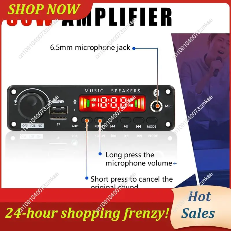 Diskon Besar Papan Dekoder Pemutar MP3 Bluetooth 5.0 2X 25W Papan Dekoder Bluetooth untuk Pemutaran Audio Mobil dengan Layar Warna