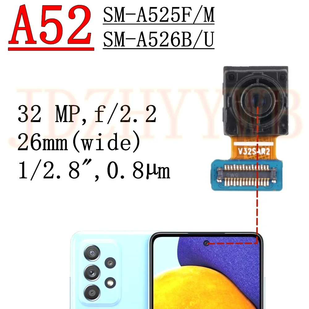 

Front Rear Camera For Samsung Galaxy A52 5G/4G A526B A525F Frontal Selfie Wide Main Back Facing Camera Module Flex Cable