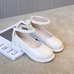 Girls Princess Leather Shoes Glossy Chic Bowknot Children School Dress Flat for Dance Fashion Lolita Kids Causal Mary Jane Shoes