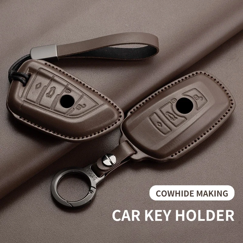 

Leather Car Key Case Cover For BMW 1 3 5 7 Series X1 X3 X4 X5 F10 F15 F16 F20 F30 F18 F25 M3 M4 E34 Car Keychain Accessories