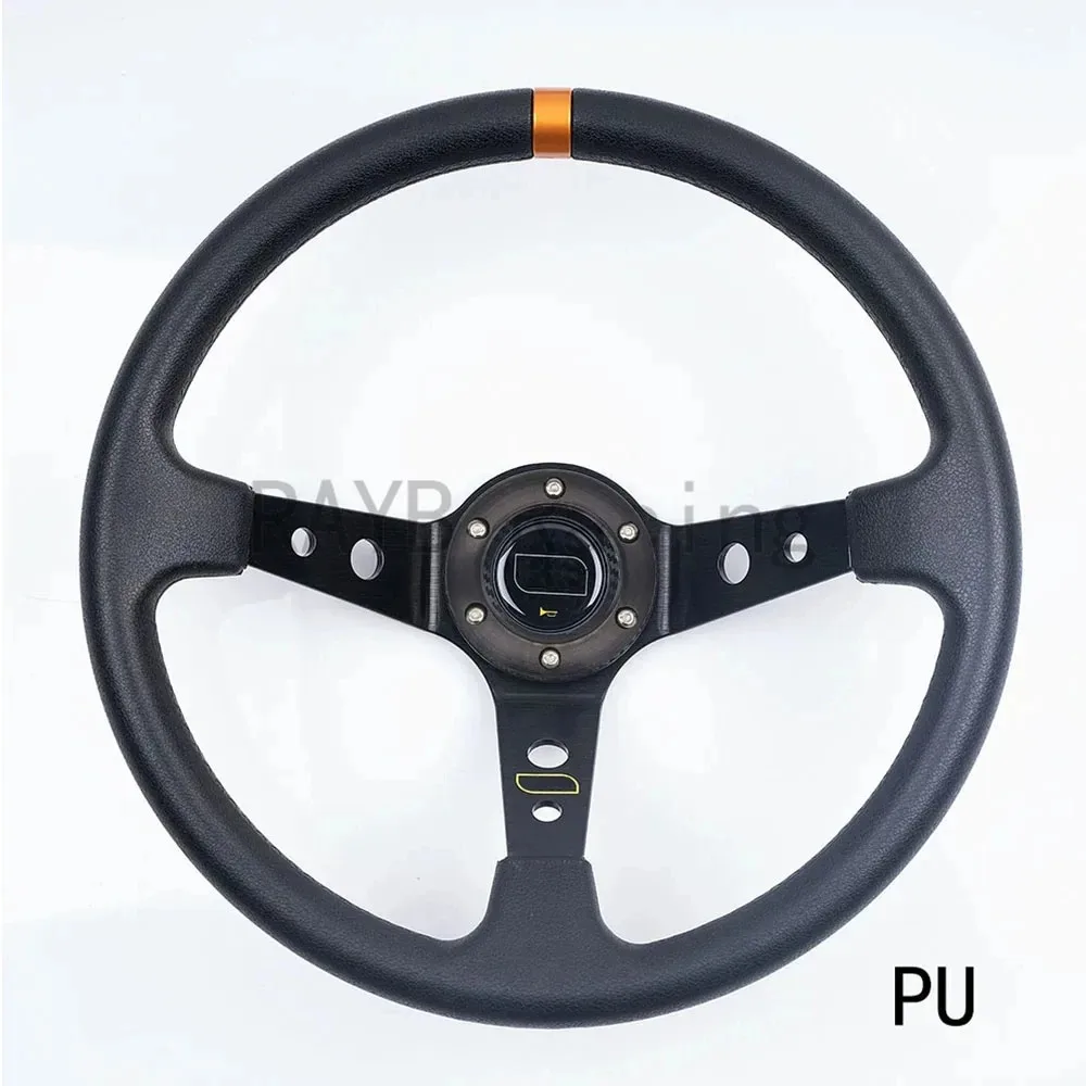 Universele Auto Accessoires 14 Inch 350Mm Suede/Pvc Auto Race Stuurwielen Diepe Corn Drifting Sport Stuur Met Logo