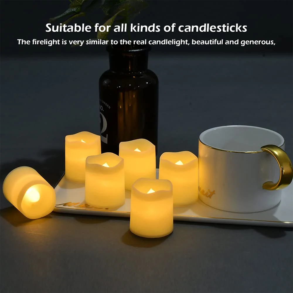 24Pcs/Set Flameless LED Candle Creative Wishing Tea Light Warm White Flameless Candle Halloween Christmas Party Candle Light