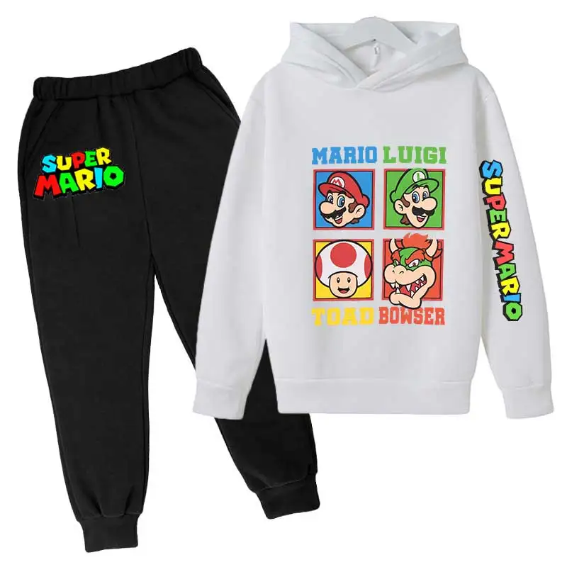 الخريف الأطفال الكرتون هوديس ماريو القمم + السراويل الطويلة 2 قطعة دعوى ماريو الأطفال الفتيان مجموعة من الملابس الاطفال لعبة الملابس 4-14 سنة #3