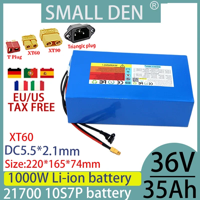 New 36V 35ah 21700 10S7P A-class lithium battery pack, suitable for various energy storage backup batteries+2A 3A 5A chargers