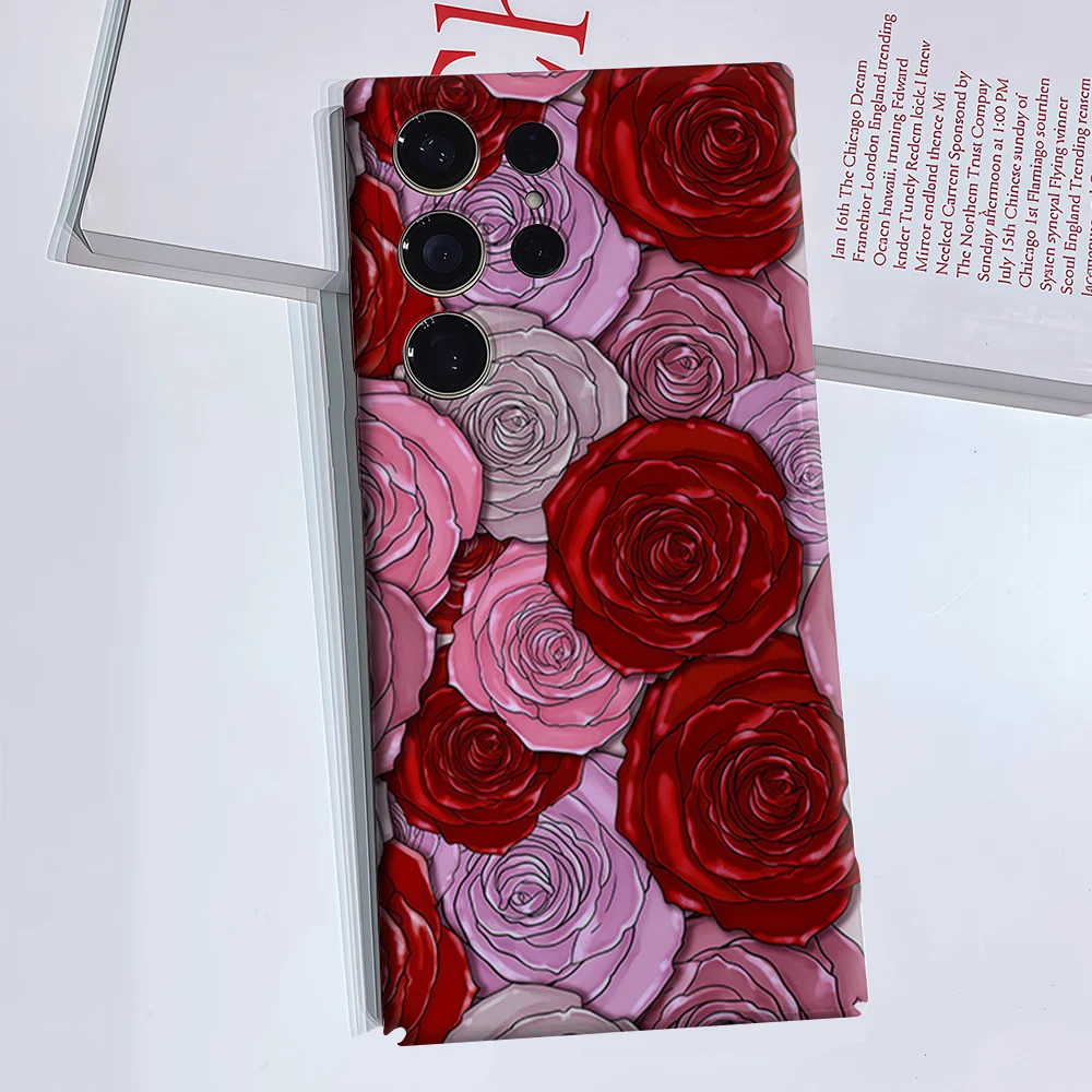 Rose Bloom Phone Case for Samsung Galaxy S26 S25 S24 S23 Ultra Plus Luxury Double-layer anti-fall Back Cover