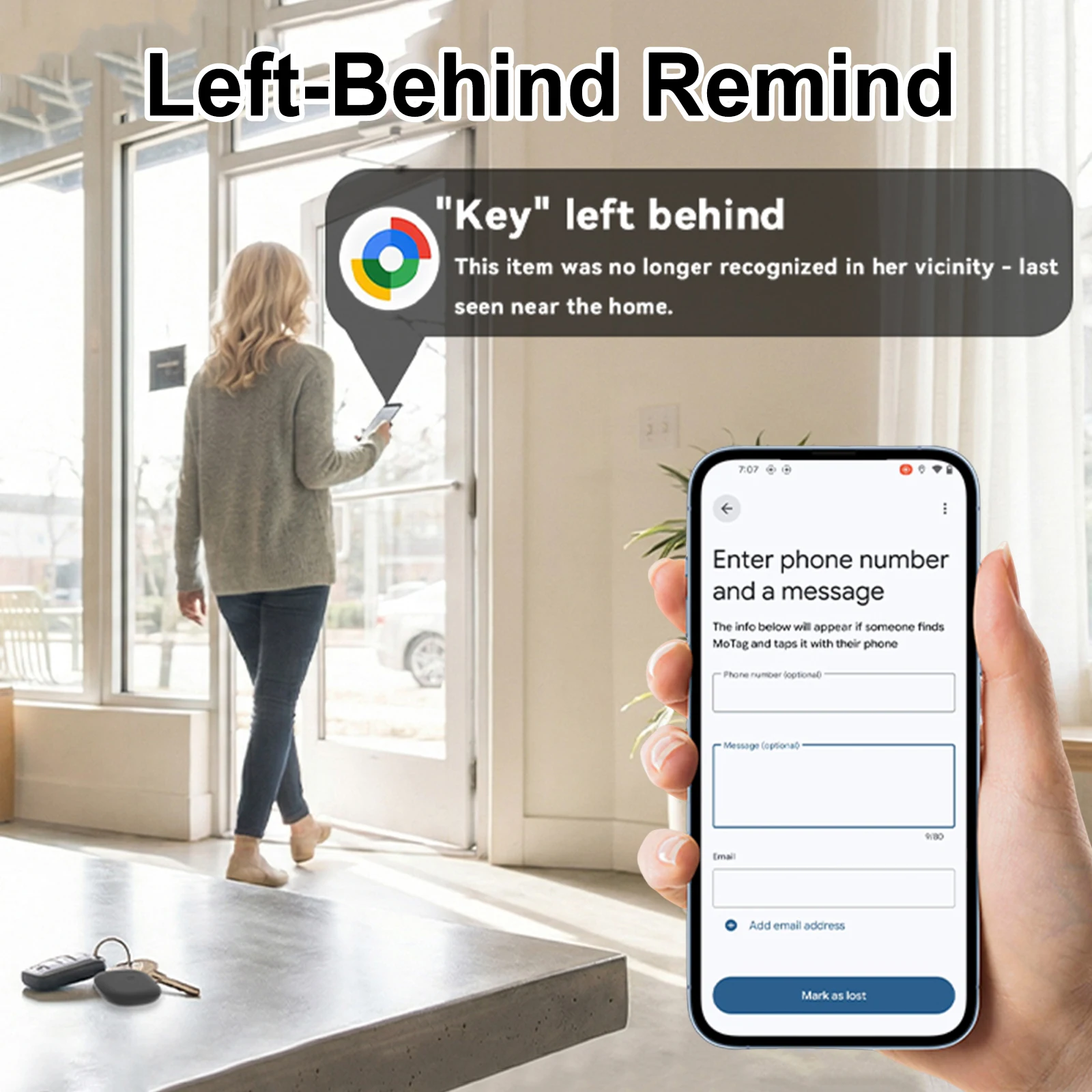 

Smart Tag for Keys Compatible for Google Find Hub App Android IOS Anti-Lost Alarm Portable GPS Tracker for Suitcase Wallets Bag