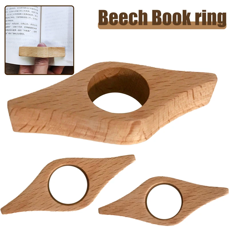 Wooden Book Page Holder Thumb Ring Bookmark Finger Book Holder Book Accessories For Single Hand Holding & Reading In Bed