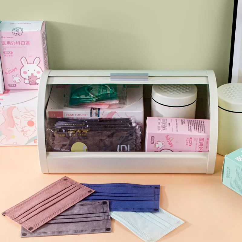 Large Capacity Desktop Organizer Box Cosmetic Mask Snack Basket Flip Cover Storage Box Home Miscellaneous Goods Storage Box