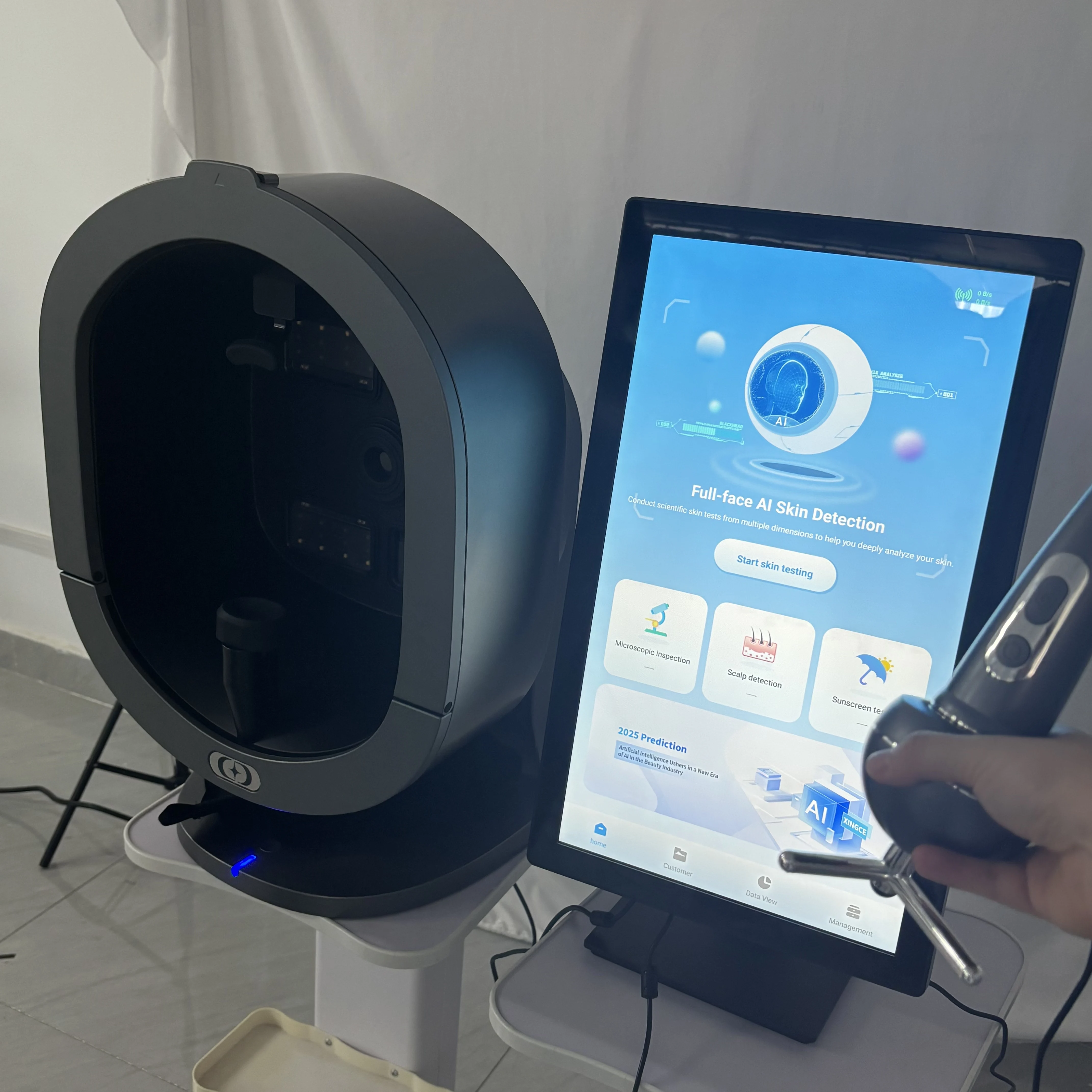 2025 المهنية ثلاثية الأبعاد الوجه S5 كاميرا الماسح الضوئي الأشعة فوق البنفسجية تحليل الجلد والشعر آلة قياس ماسح ضوئي للوجه الرقمي محلل الجلد