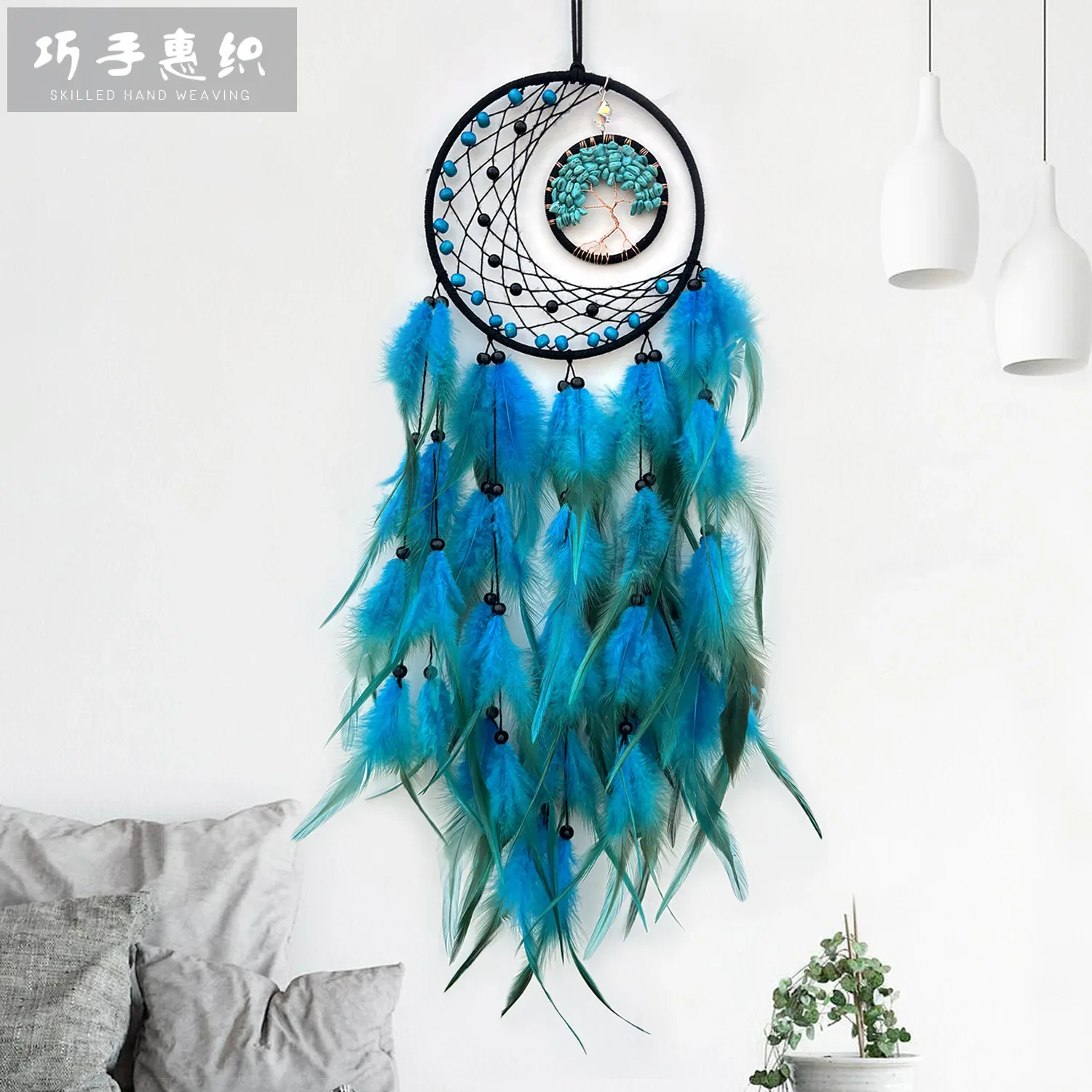 

Dream Catcher Hanging Decoration Handmade Colorful Feather Wind Chimes Pendant For Living Room Bedroom Birthday Festival Gifts