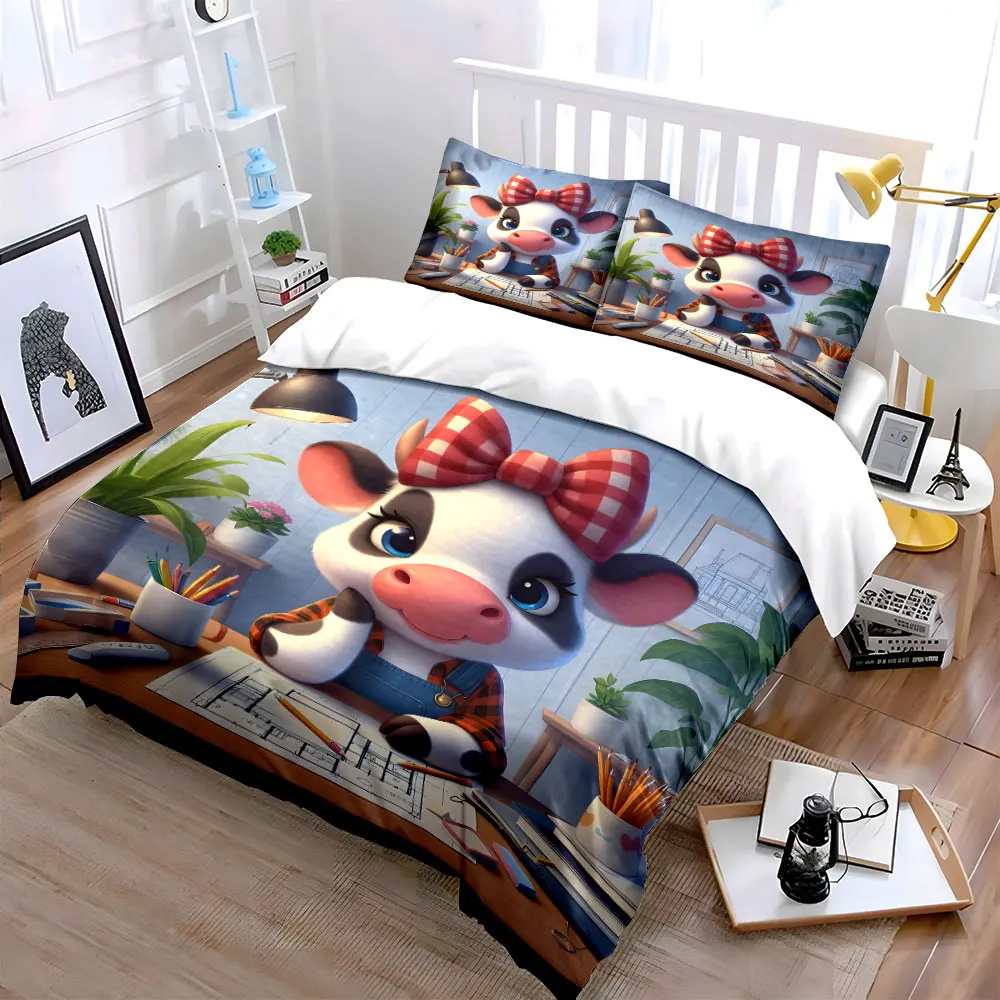 Cow-Themed Stationery Set Design Accessories Multiple sizes kid's and adults' bedroom Exquisite 3PC bedding set, gift