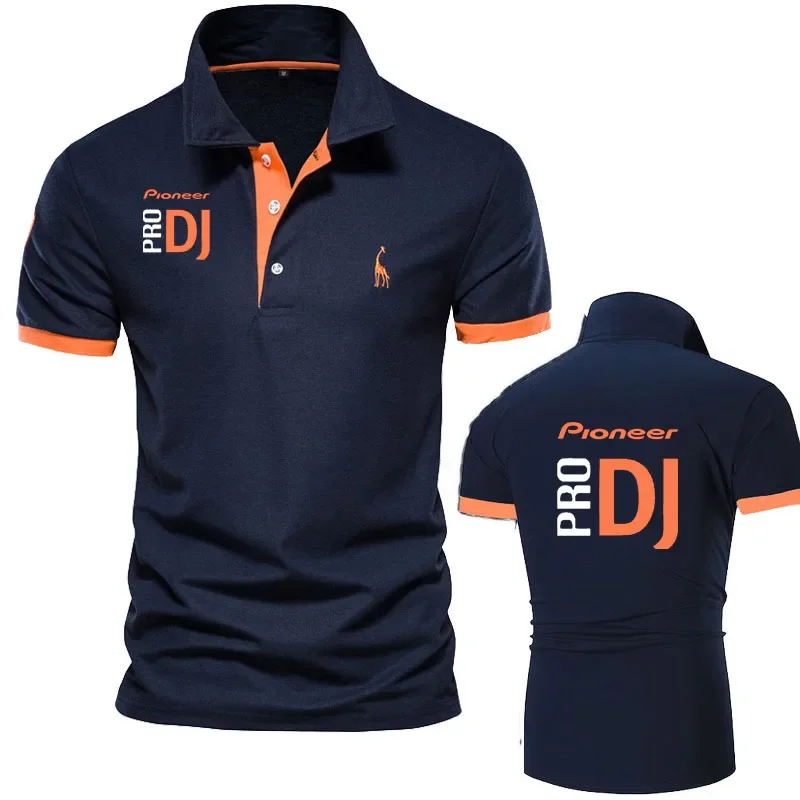 Summer Men's Polo shirt Pioneer Pro DJ Print Casual Short Sleeves cotton Man Classic Tops Solid Color Slim Fit Mens Polo shirt