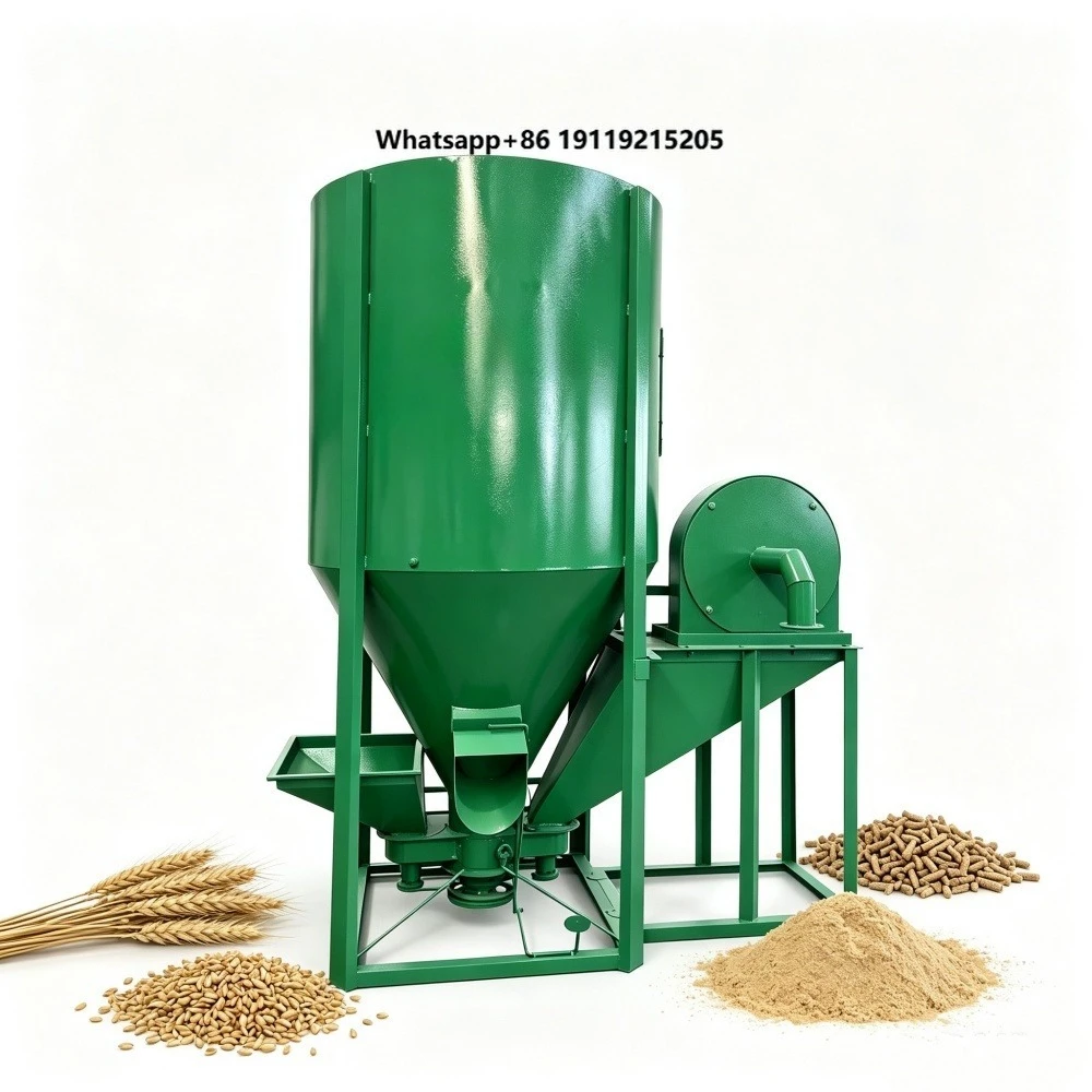 Factory Price Combined Animal Feed Crusher and Mixer 500kg-1ton Pure Copper Motor for Chicken Livestock