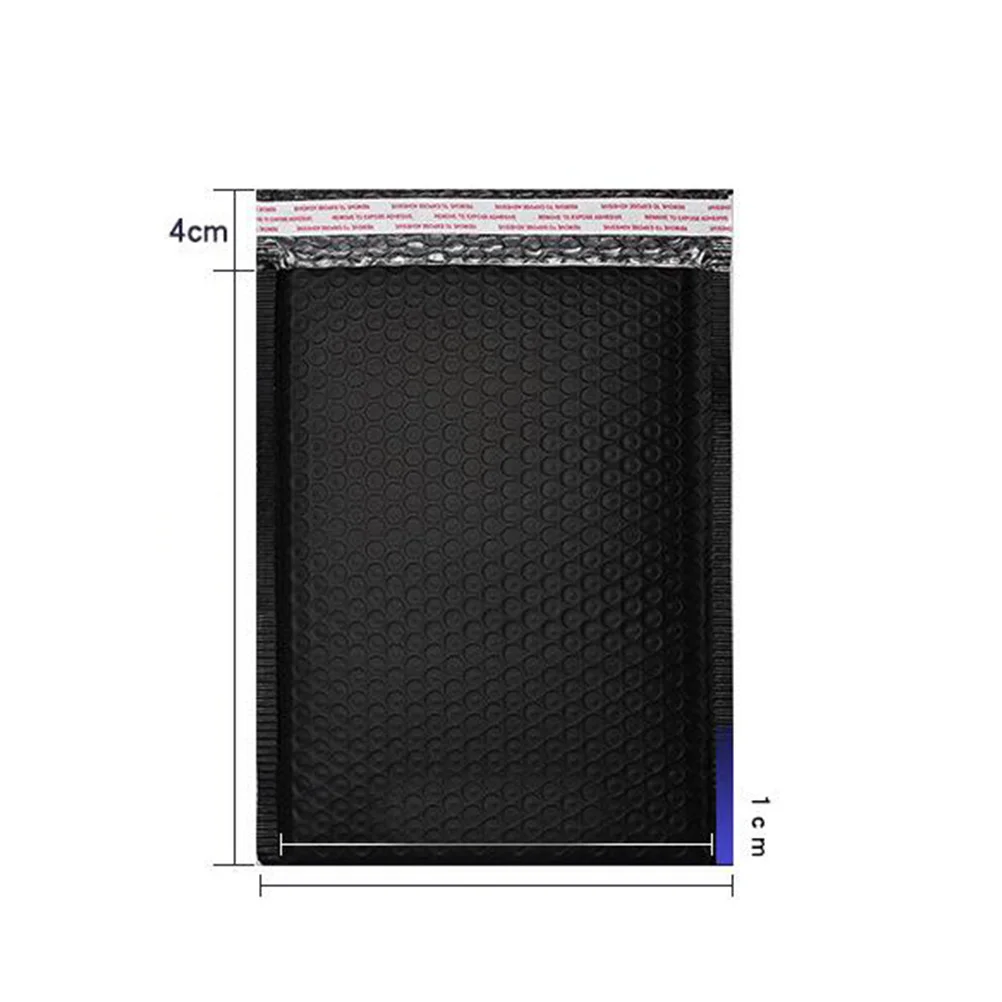 25Pcs Shockproof Bubble Storage Bag Lightweight Waterproof Delivery Packing Pouch for Books Office Home Black 15x20cm