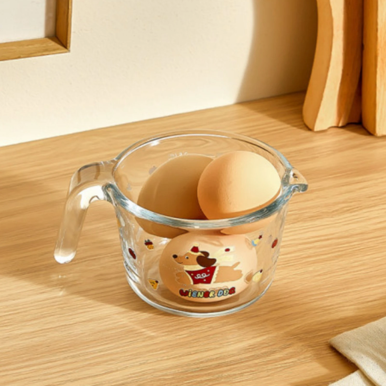 

Marked Glass Measuring Cup Printed Markings Spouted Glass Measuring Cup Kitchen Tool Curved Spout Microwave Safe
