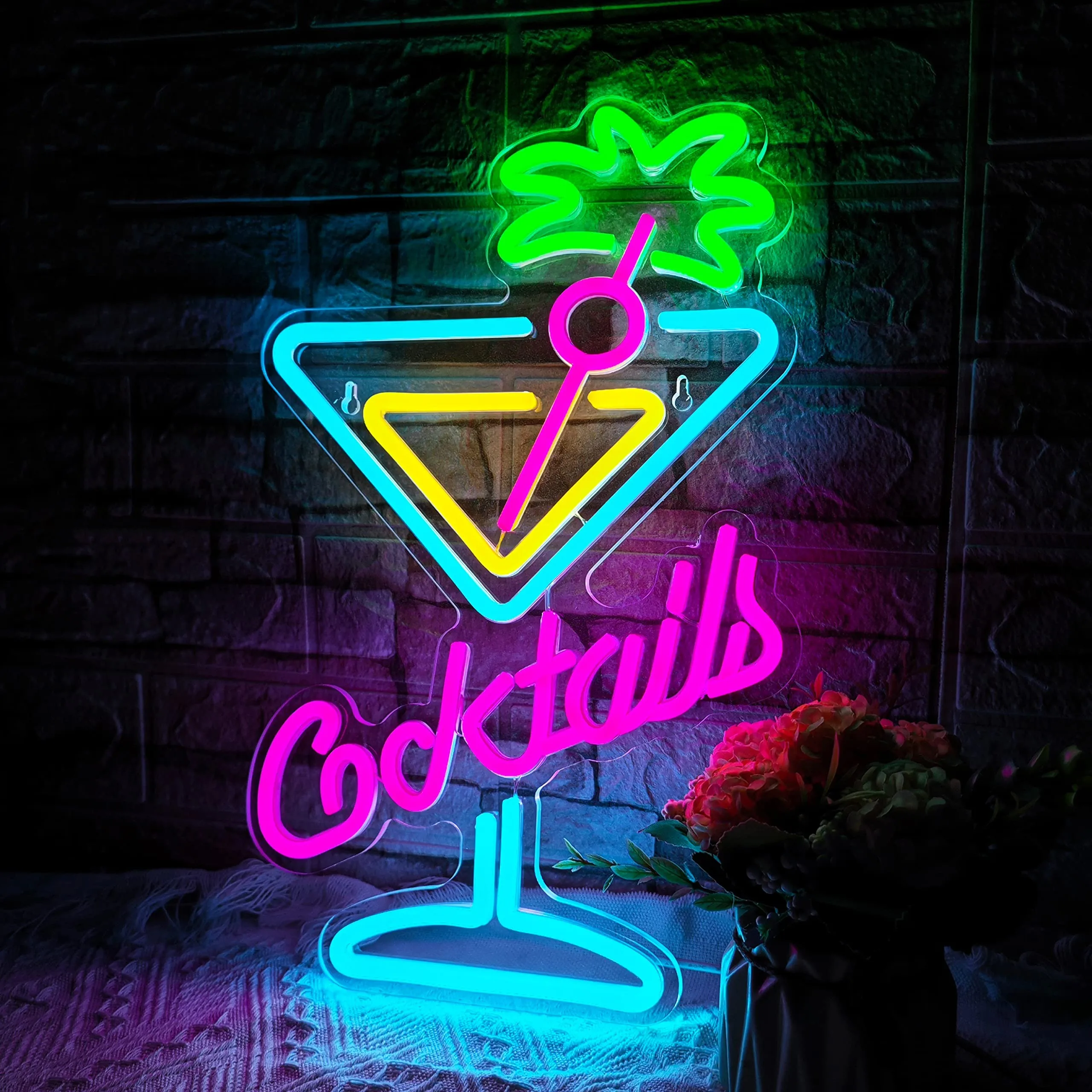 Imagem -04 - Led Neon Signs of Cocktails Neon Lights Lâmpada Decorativa de Parede Sinais para Bar Club Hotel Pub Café Birthday Party Teen Room Lâmpada Acrílica