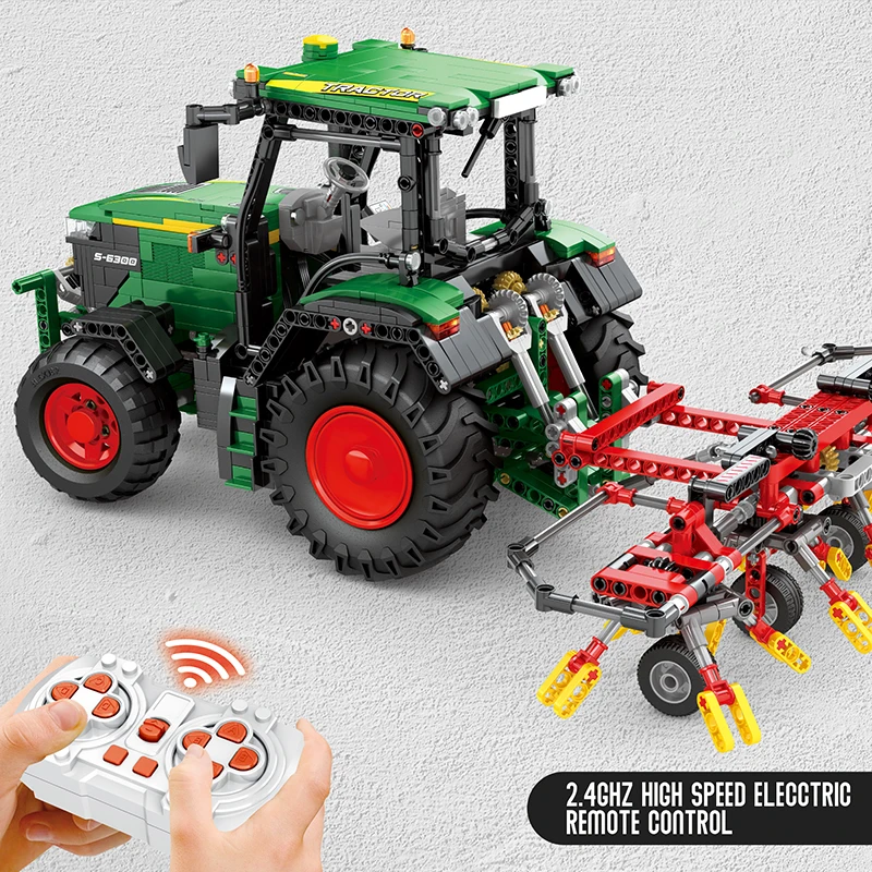 1828PCS Agricultural Tractor Building Blocks Rc APP Remote Control Engineering Car Model Bricks DIY Toys Gifts For Boys Kids