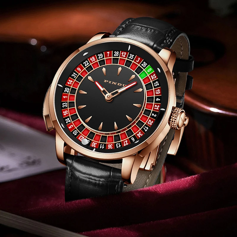 

PINDU NEW button rotating dial Mechanical Watch Men Japan NH35 Movement Sapphire glass Waterproof Luxury Fashion Automatic Watch