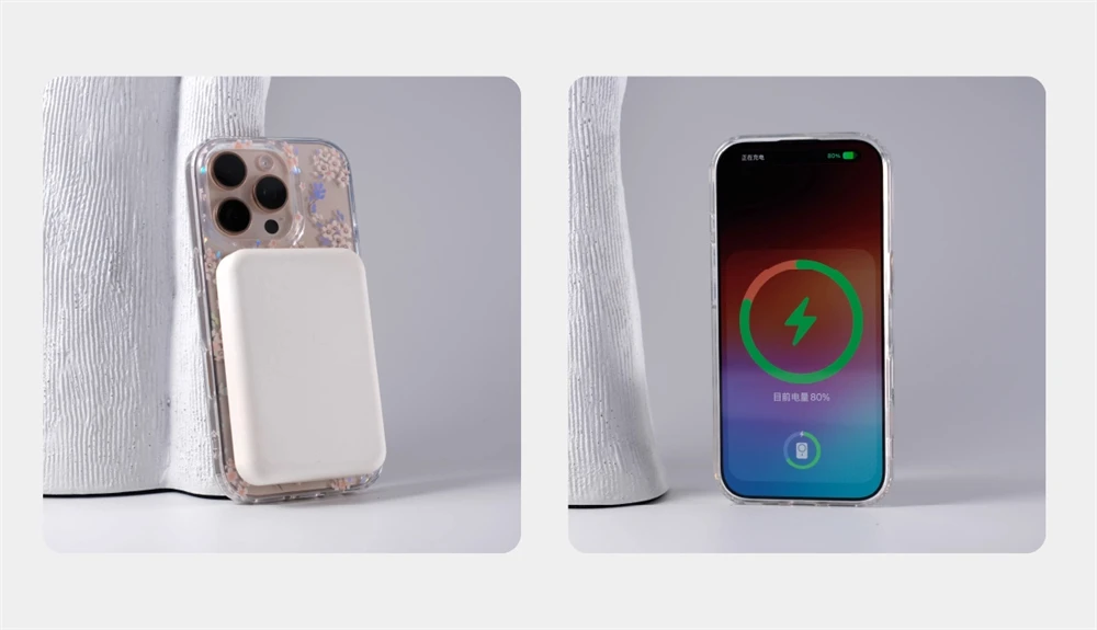 Laser Aurora Blumenmuster Transparente Handyhülle für iPhone 18 17 16 Pro Max 15 14 mit MagSafe Kabelloser Ladefunktion Klare Abdeckung – Detail 3