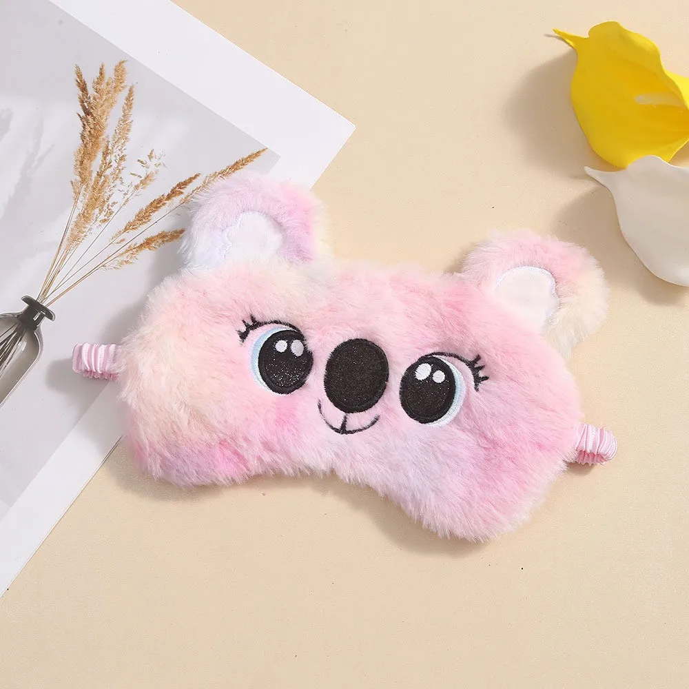 Plush Anime Eye Mask Sleeping Cute Koala Kids Sleep Mask Cartoon 3D Eye Cover Eye Blindfolds Travel Eye Band Shade Rest Eyepatch